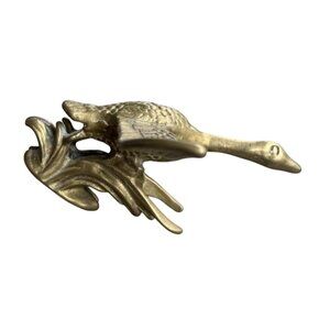 Vintage Brass Duck Wall Hook Coat Key Holder Bird Decor Heavy Solid Brass